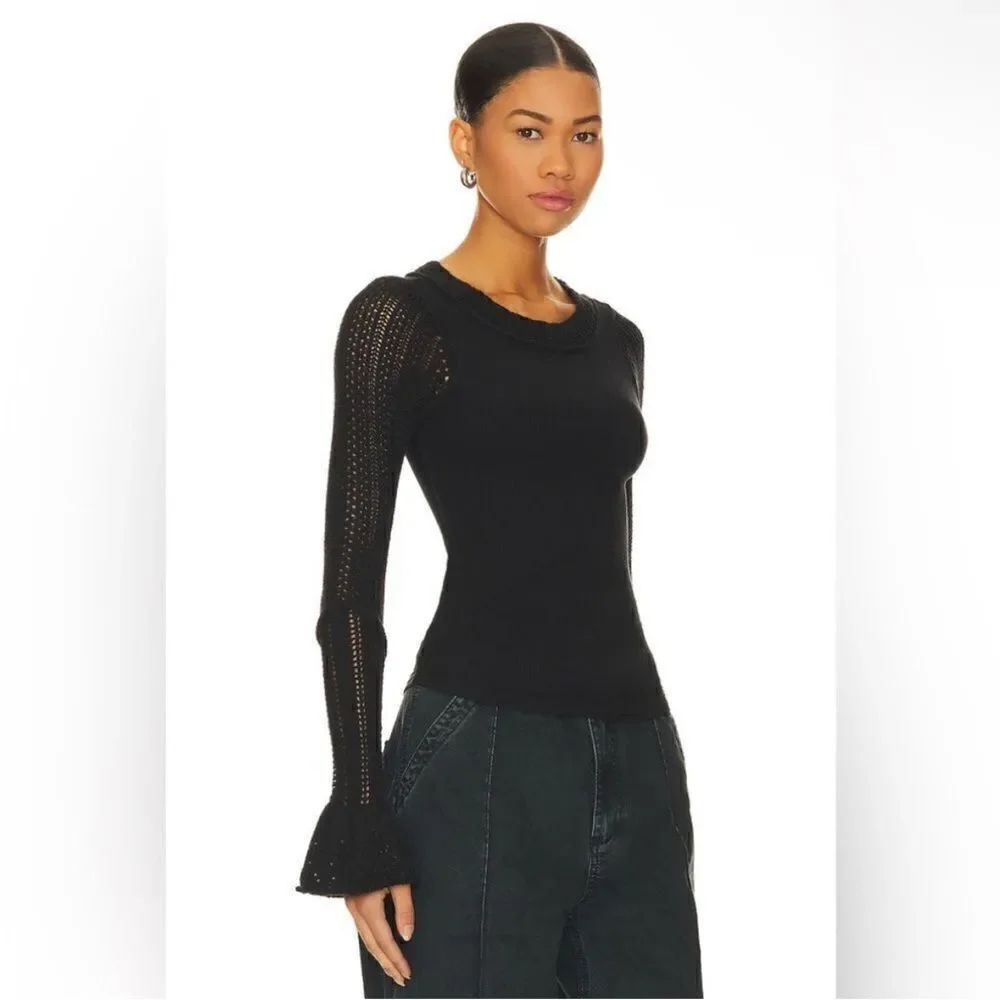 Free People NWT Cuffing Season Top in Black Size Large